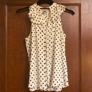 Anthropologie white and black polka dot sleeveless blouse, XS